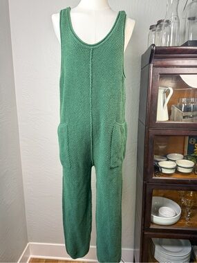 FP Beach Hailee Green Knit One-Piece Jumpsuit Overalls Size XS